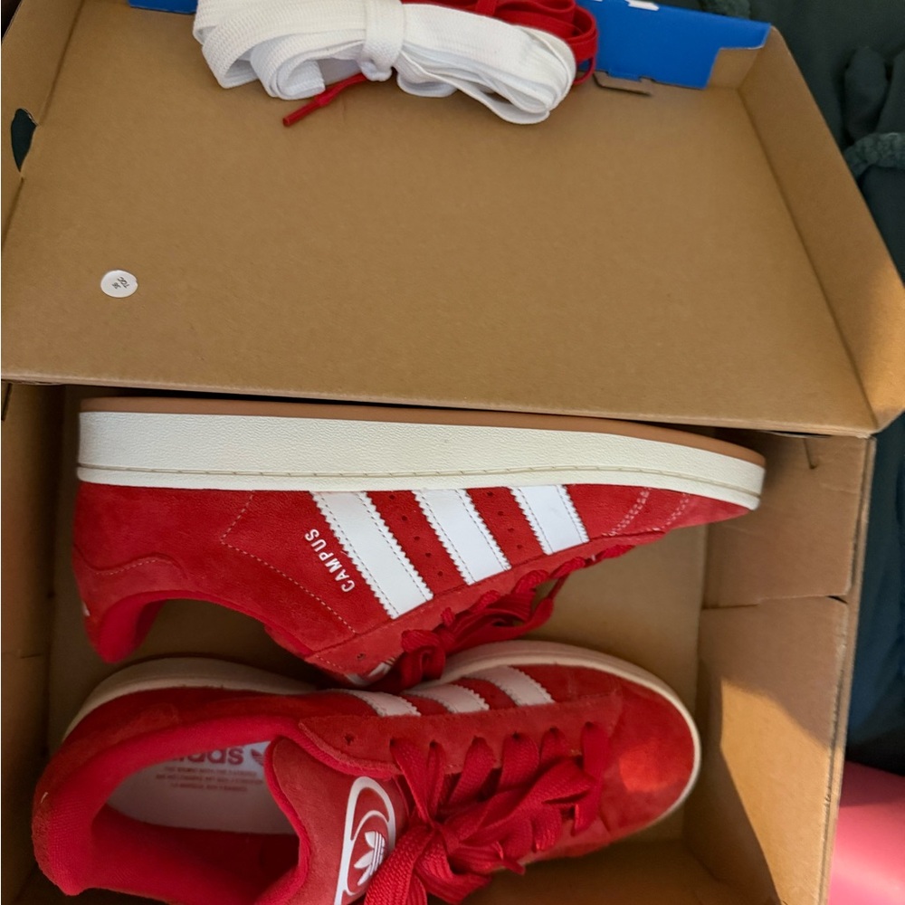 Adidas Kids Red and White Sneakers